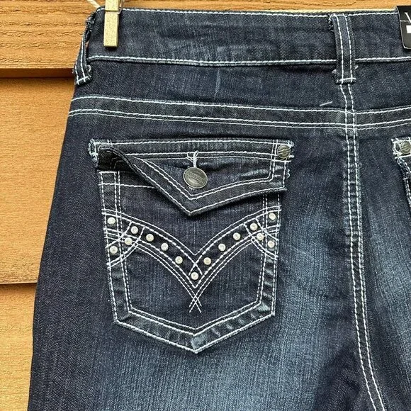 Baker Street Denim Dark Blue Heavy Stitch Crop Cuffed NWT Jeans Size 15 - Picture 12 of 13